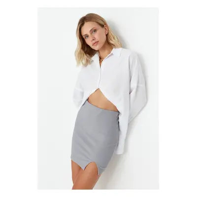 Trendyol Gray Knitted Skirt With Slit Detail