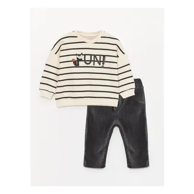 LC Waikiki Crew Neck Long Sleeve Striped Baby Boy Sweatshirt and Trousers 2-Set