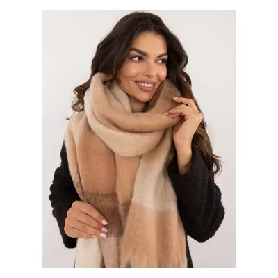 Light brown-brown checkered women's scarf