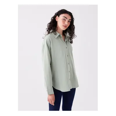 LC Waikiki Lcw Plain Long Sleeve Oversize Linen Blend Women's Shirt