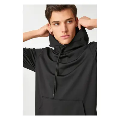 Koton Hooded Sports Sweatshirt Stacked Collar Pocket Detailed Slogan Printed