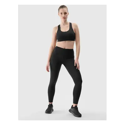 Women's Sports Leggings Made of 4F Recycled Materials - Black