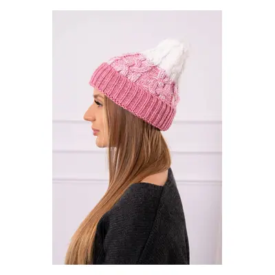 Women's cap Samara K346 powder pink+ecru