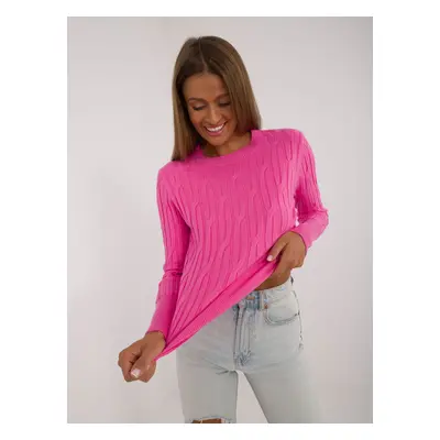 Pink classic sweater with long sleeves