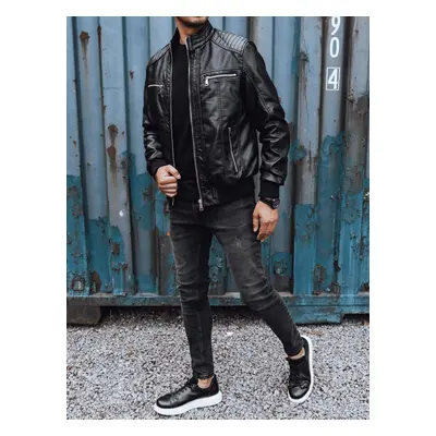 Men's leather jacket black Dstreet