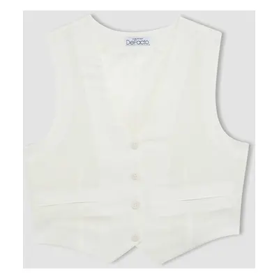 DEFACTO Regular Fit Linen Blend Blazer Vest