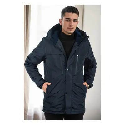 95968 Dewberry Hooded Coat Parka with Fleece Inside-NAVY