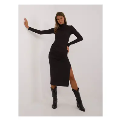 Black fitted midi dress