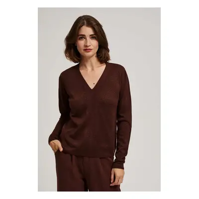 Sweater with metal thread and V-neck