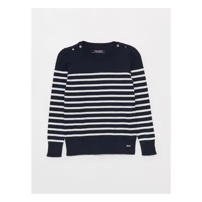 LC Waikiki Girls' Crew Neck Striped Long Sleeve Knitwear Sweater