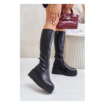 Women's Knee-Length Boots With Platform And Gusset Vinceza Black