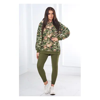 3-piece MOOR set of sweatshirt, top and leggings khaki + green