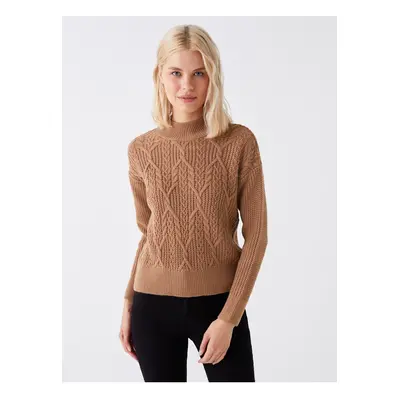 LC Waikiki Half Turtleneck Openwork Long Sleeve Women's Knitwear Sweater