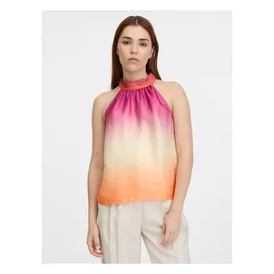 Women's pink-orange satin top ORSAY