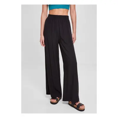 Women's wide viscose trousers in black color