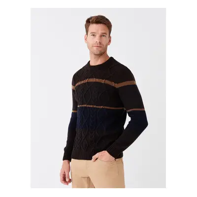 LC Waikiki Crew Neck Long Sleeve Color Block Men's Knitwear Sweater