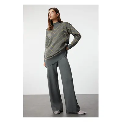 Trendyol Anthracite Glitter Knitwear Sweater Trousers Bottom-Top Set