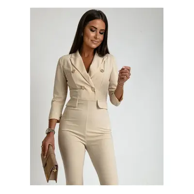 Beige jumpsuit with wide legs