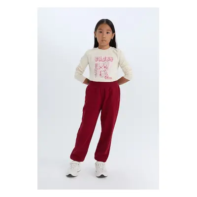 DEFACTO Girl's Basic Plain Jogger Sweatpants with Elastic Waist and Pockets