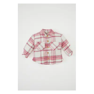 DEFACTO Baby Girl Shirt Collar Plaid Patterned Flannel Long Sleeve Shirt