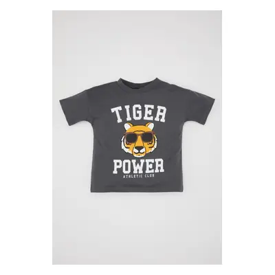 DEFACTO Baby Boy Crew Neck Tiger Patterned Short Sleeve T-Shirt