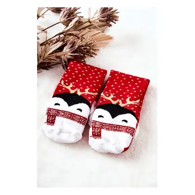 Christmas Penguin Socks Red