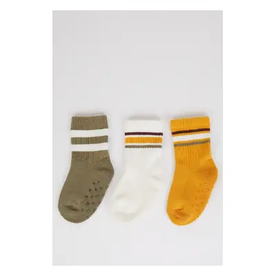 DEFACTO Baby Boy Non-Slip Sole 3-Pack Cotton Long Socks