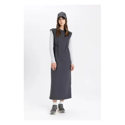 DEFACTO Regular Fit Sweatshirt Fabric Maxi Dress