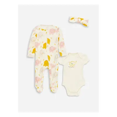 LC Waikiki Crew Neck Printed Baby Girl Hospital Discharge Set 3-Piece