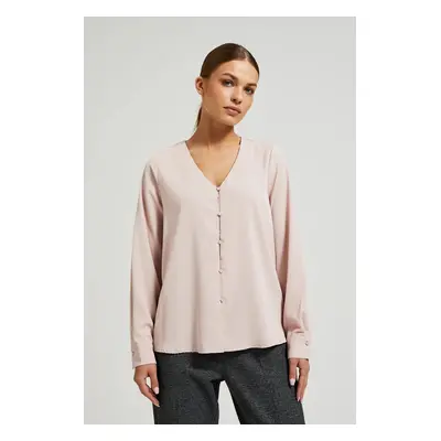 Women's shirt with decorative buttons MOODO - pink