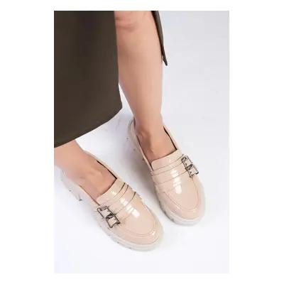 Mio Gusto Gaby Nude Women's Loafers with Thick Soles.