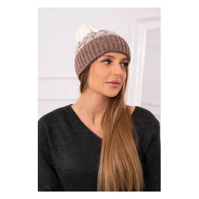 Women's cap Samara K346 cappuccino+ecru