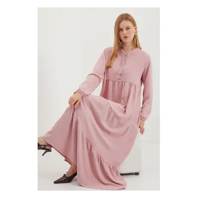 Bigdart Collar Lace-Up Hijab Dress - A. Pink