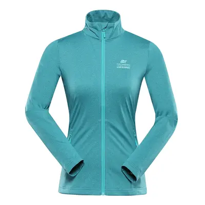 Turquoise women's sports sweatshirt with zipper ALPINE PRO Golla