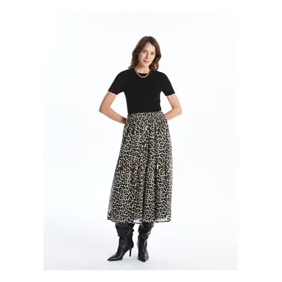 LC Waikiki Lcw Leopard Patterned Women's Skirt with Elastic Waist