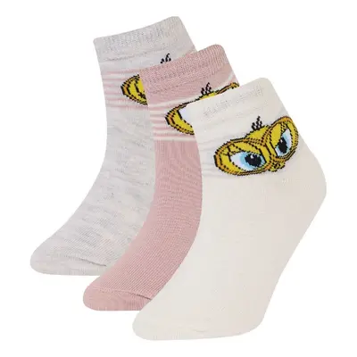 DEFACTO Girls Looney Tunes 3-Pack Cotton Ankle Socks