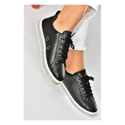 Fox Shoes Black Stone Detailed Women's Sports Shoes Sneakers