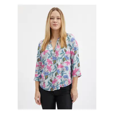 Orsay Light Blue Ladies Floral Blouse - Ladies