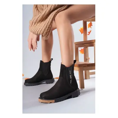 Riccon Black Suede Women Chelsea Boots