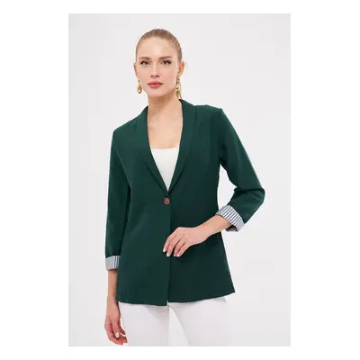 armonika Women's Emerald Striped One-Button Jacket