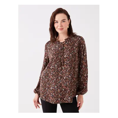 LC Waikiki Tie Collar Patterned Long Sleeve Women's Blouse