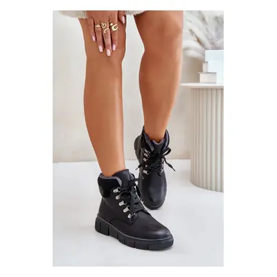 Women's insulated ankle boots with zip trapperky black Mevanisa