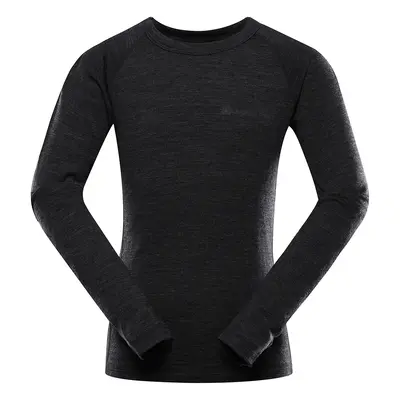 Children's merino wool T-shirt ALPINE PRO MERENO black