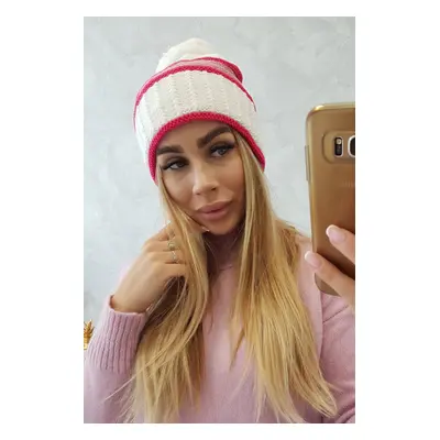 Women's Cap Kinga K297 White + Neon Pink + Dark Pink