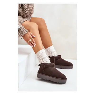 Women's suede snow boots on platform brown Nereviana