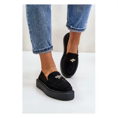 Women's platform loafers black erithine