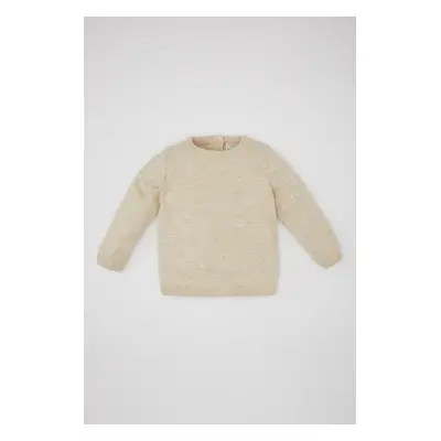 DEFACTO Baby Boy Beige Crew Neck Basic Plain Knitwear Sweater A5036a524au