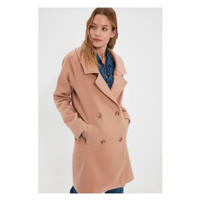 Trendyol Camel Button Closure Cachet Coat