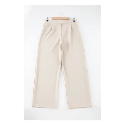 Trendyol Curve Stone Belt Velcro Pleated Wide Leg Knitted Trousers