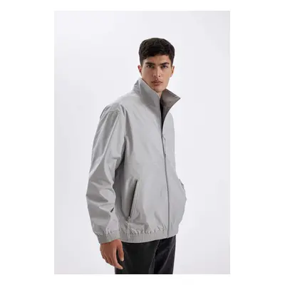 DEFACTO Stand Collar Coat Jacket Zippered Pocket Seasonal Lightweight